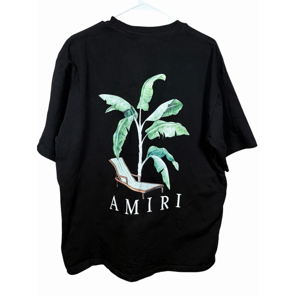 AMIRI Black Graphic T Shirt Banana Tree Lounge Chair Logo Tee‎ Men's XL
